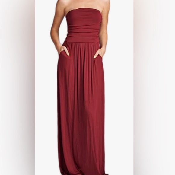 Vanilla Bay Women's Blue Floral Strapless Full Length Maxi Dress Size Medium - Picture 7 of 8